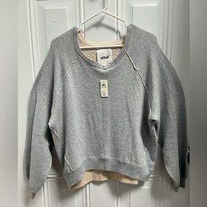 Aerie heather gray crewneck sweatshirt with raw seam detailing